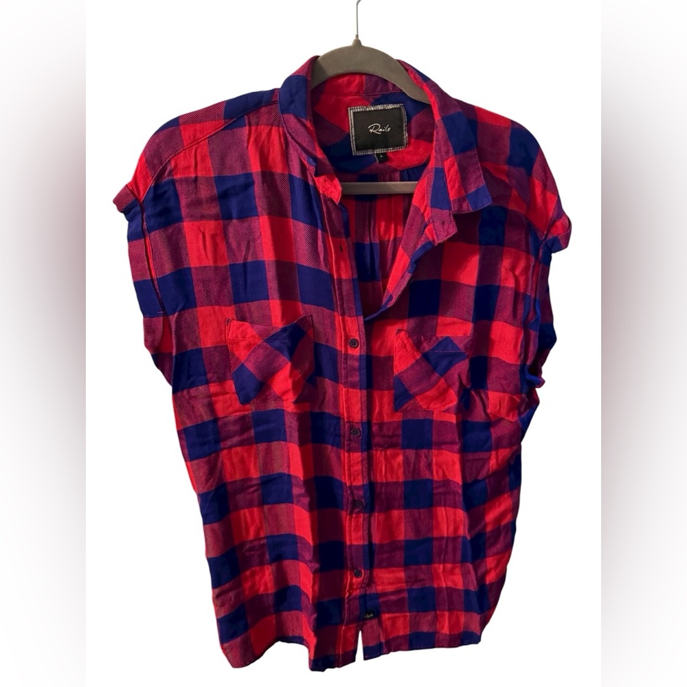 Rails Vibrant Red and Blue Checkered Shirt